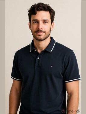 Tommy Hilfiger Men Custom Fit Short Sleeve Polo Shirt, Size Extra Large.